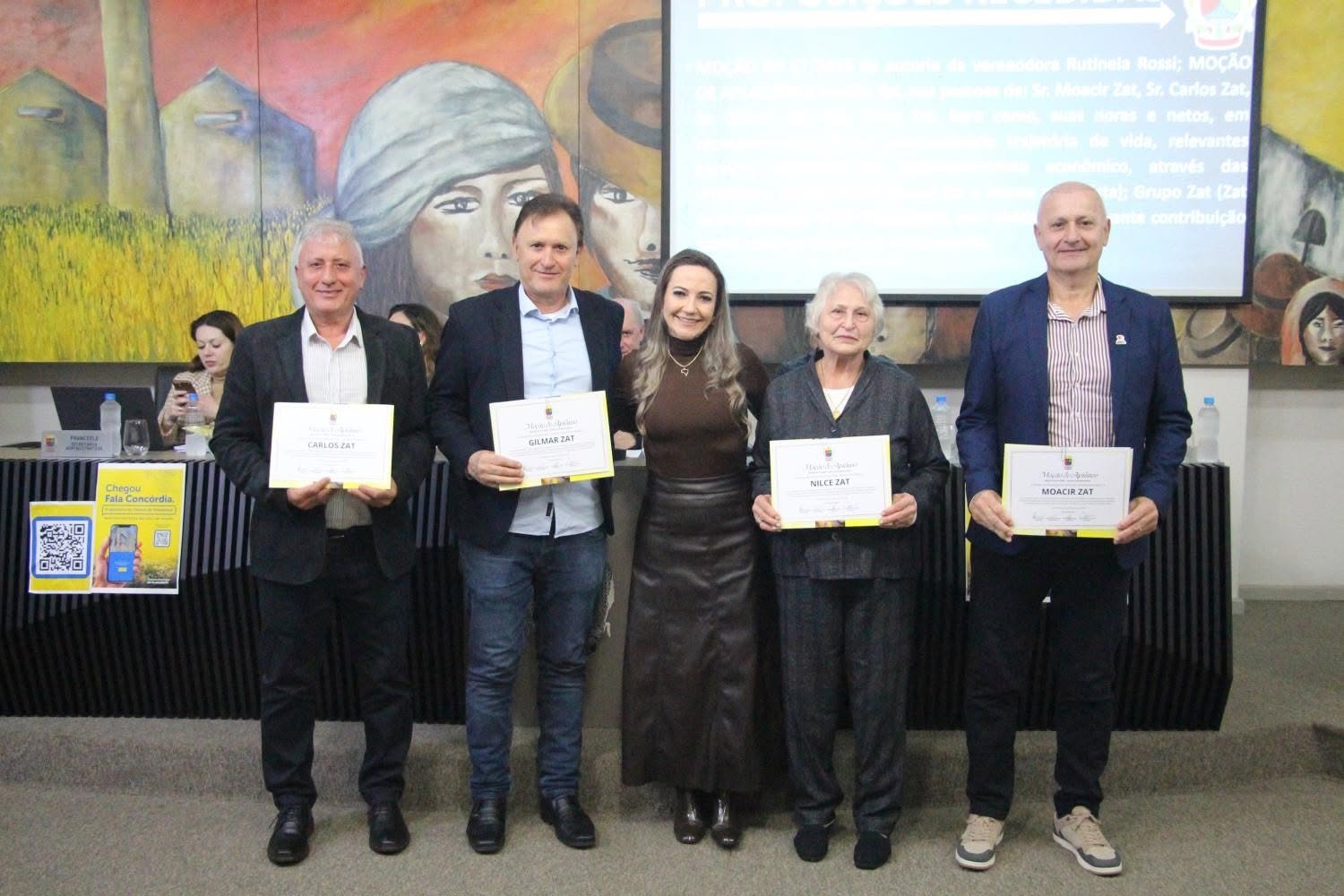 Câmara homenageia Família Zat por trajetória empresarial e contribuição para Concórdia
